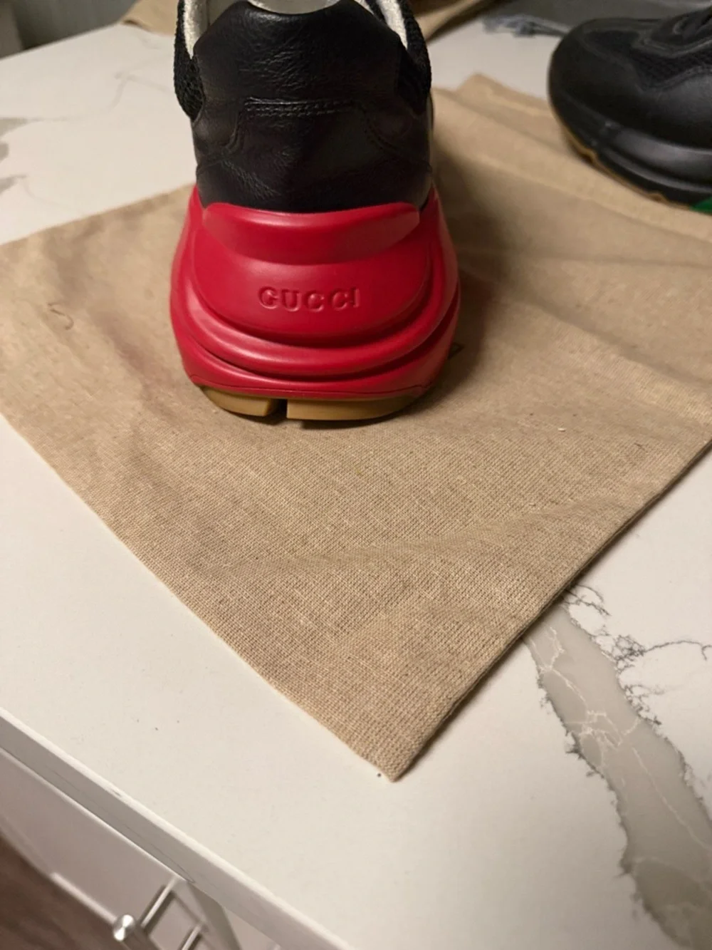 Gucci Black Sneakers with Red and Green Accents
